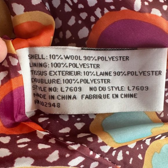 Tulle Y2k Tweed Pea Coat Medium Wool Blend Eggplant Wine Metallic Glimmer - Picture 12 of 13